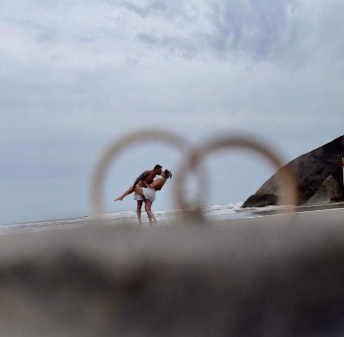Sessão de fotos na praia
