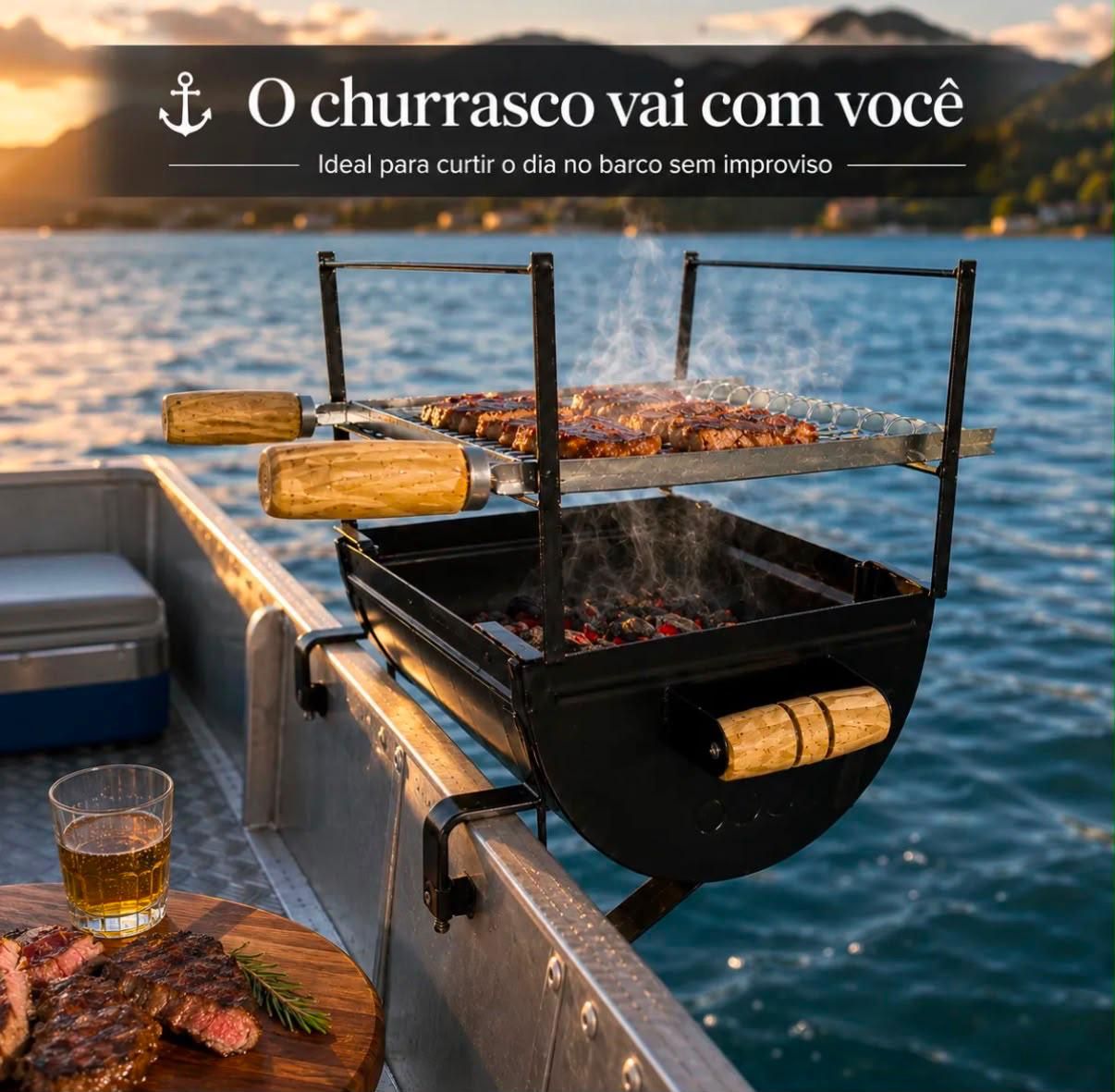 Churrasqueira para pescaria no barco